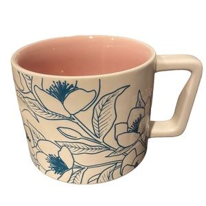 Starbucks Spring 2019 Floral Outline Teal on Ivory 14 fl Oz Coffee Mug